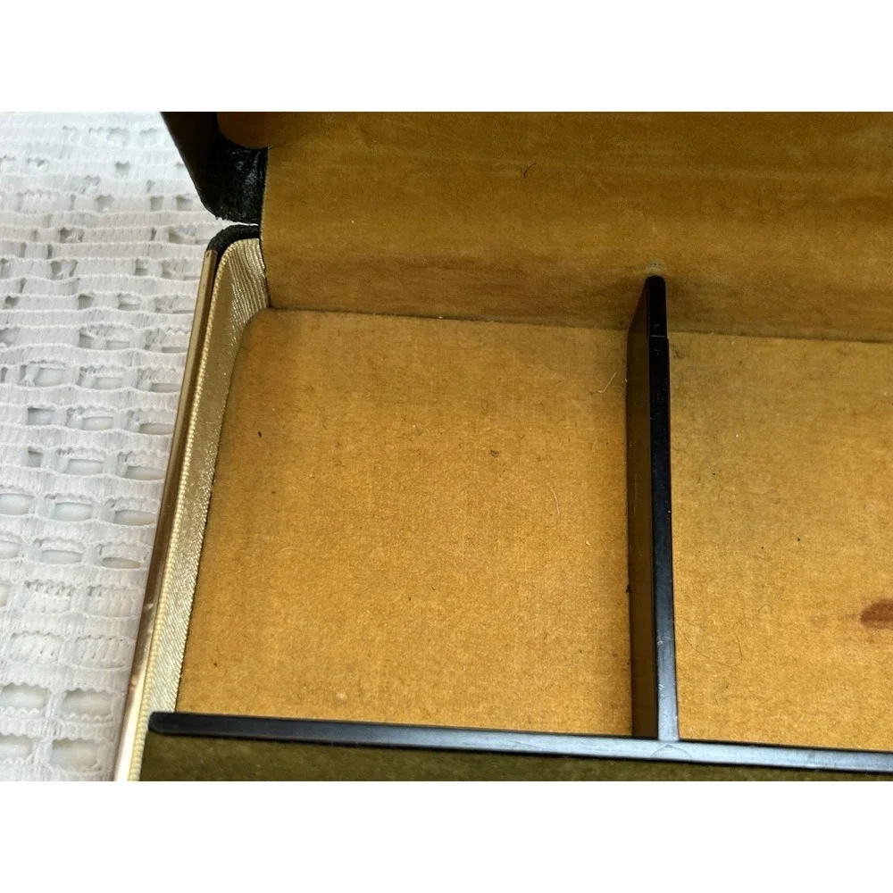 Vintage Dante‎ Men's Valet Jewelry Box Faux Leather Gold Crest Mid-Century